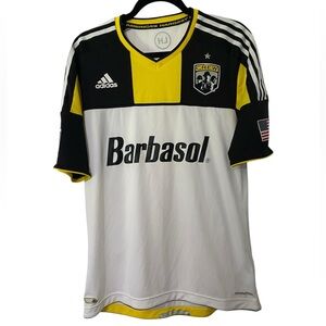 ADIDAS Black White Barbasol MLS Soccer Jersey Crew Large Shirt L